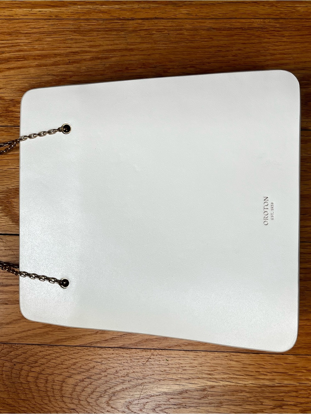 Oroton White Mini Shoulder Bag with Gold Chain